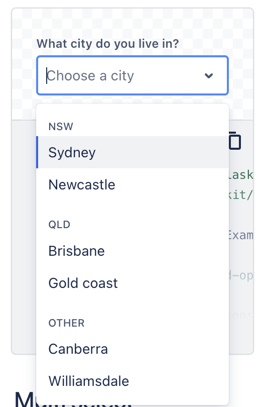 grouping concept on a Combobox component in Atlaskit.