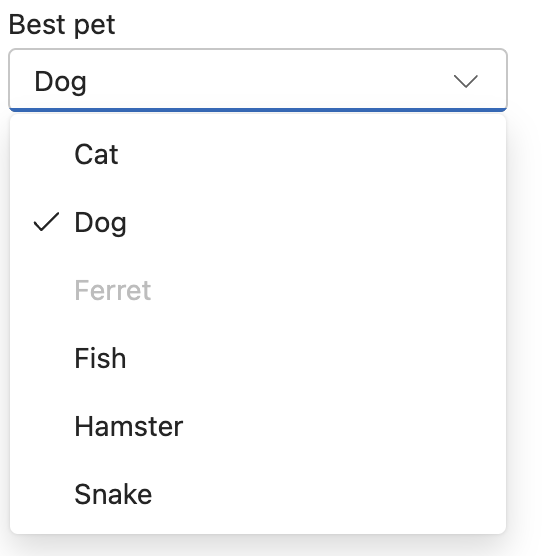 disabled-option concept on a Combobox component in UI Fabric.