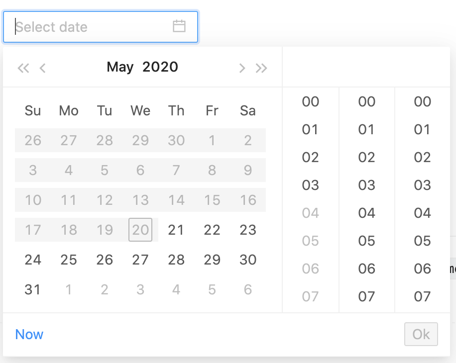 disabled dates concept on a Datepicker component in Ant Design.