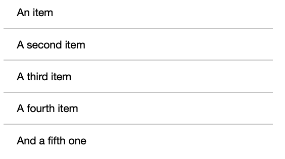 flush concept on a List component in Boosted.
