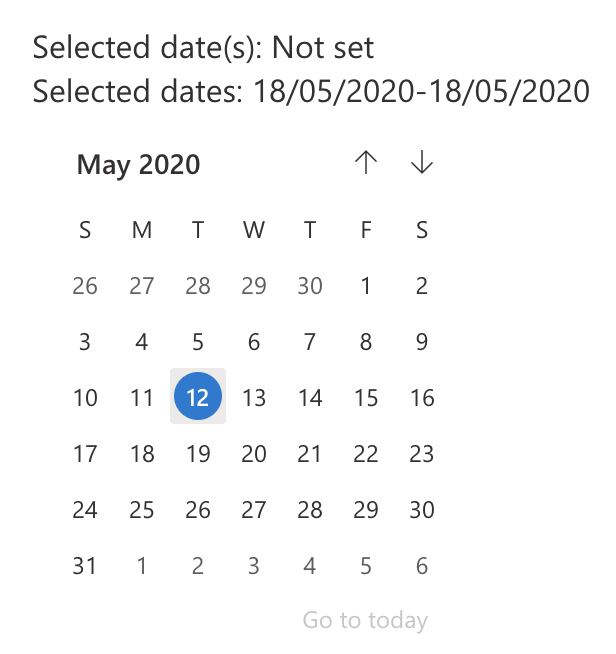 custom weeks concept on a Datepicker component in UI Fabric.