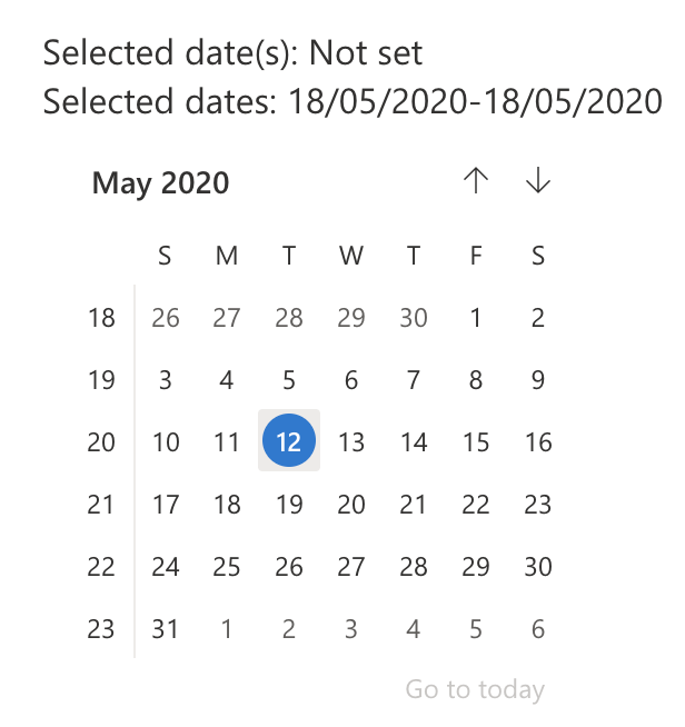weeknumber concept on a Datepicker component in UI Fabric.