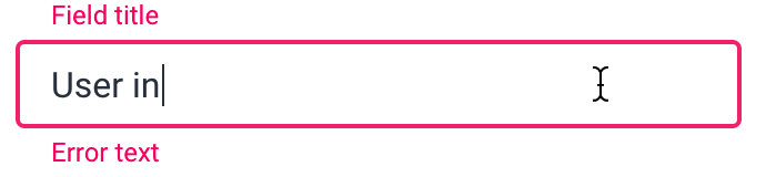 state concept on a InputText component in GoodBarber Design System.