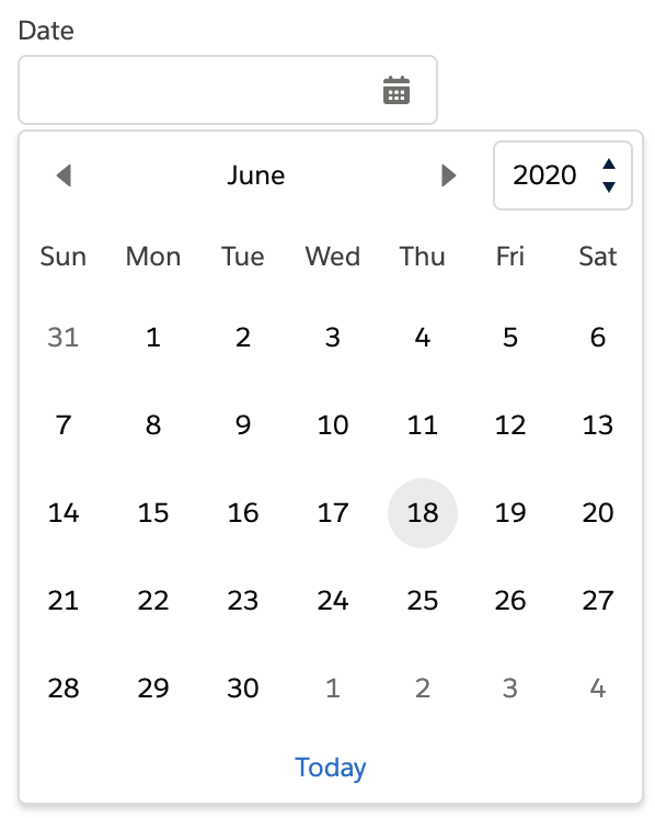 default concept on a Datepicker component in Lightning Design System.