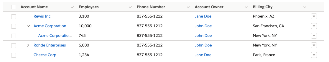 expandable concept on a Table component in Lightning Design System.