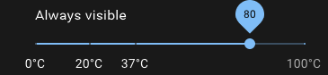 tooltip concept on a Slider component in Material Components Web.