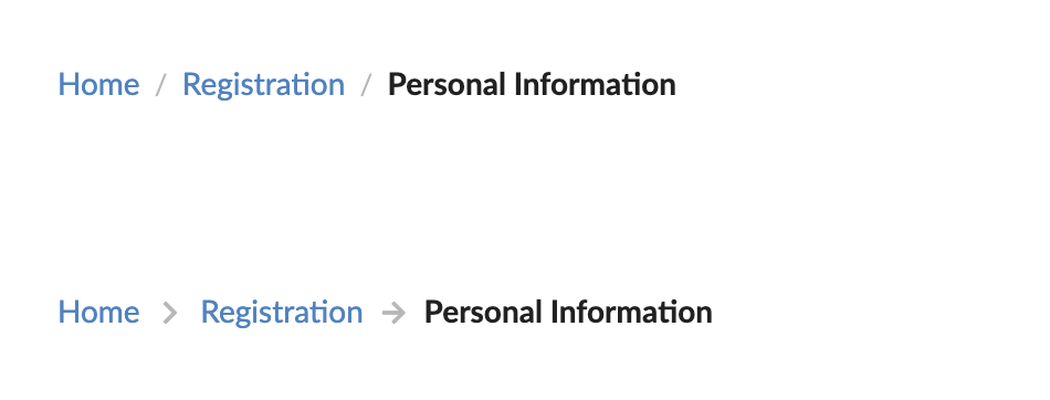divider concept on a Breadcrumb component in Semantic UI.