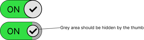 exemplary image showing that a smaller thumb will reveal a portion of the inactive track side