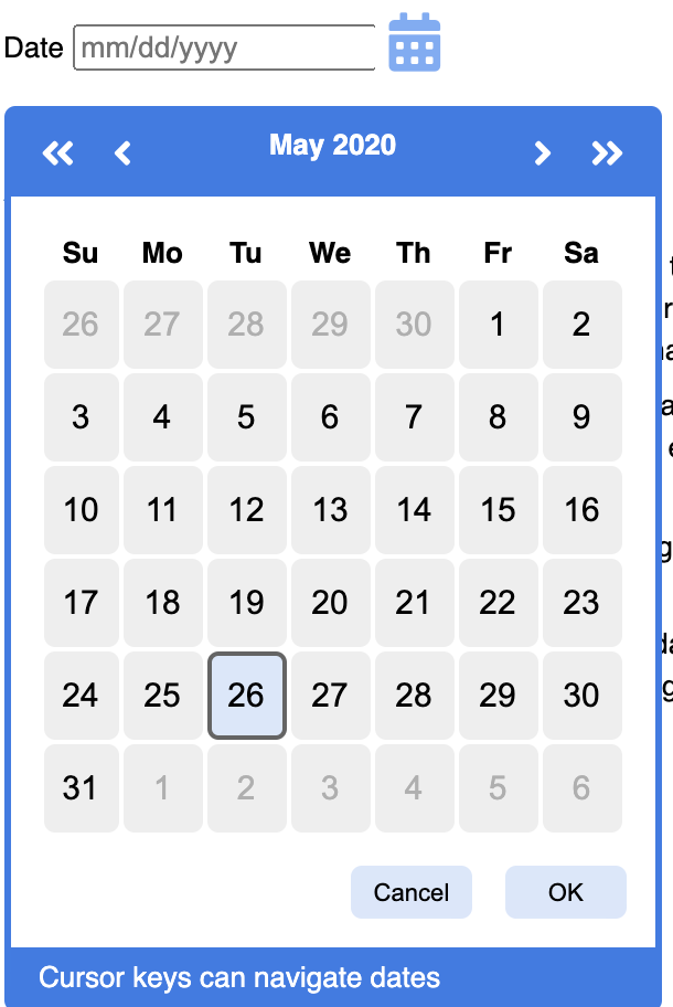 default concept on a Datepicker component in WAI-ARIA.